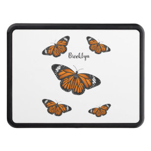 Monarch butterfly cartoon illustration trailer hitch cover
