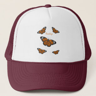 Monarch butterfly cartoon illustration  trucker hat