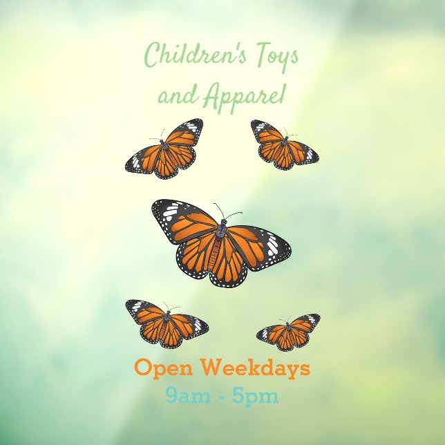 Monarch butterfly cartoon illustration window cling (Sheet 3)