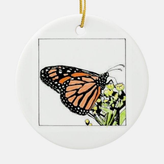 Monarch Butterfly Ceramic Ornament (Front)
