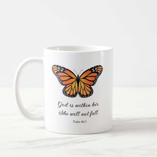 Monarch Butterfly coffee mug God is within her (Left)