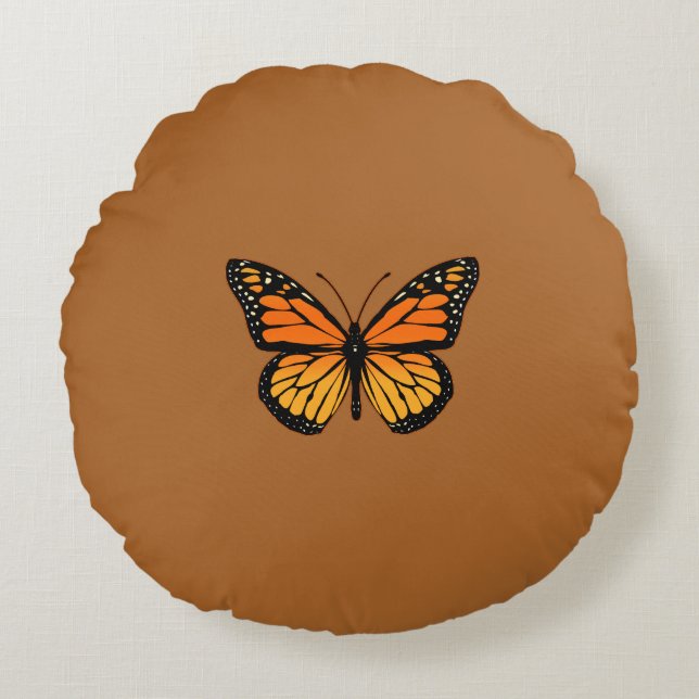 Monarch Butterfly Colors Round Pillow (Front)