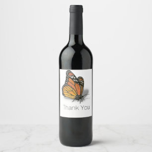 Monarch Butterfly Customizable Text Wine Label