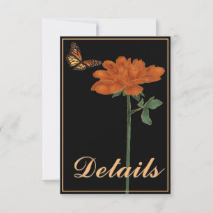 Monarch Butterfly Dahlia Black Details RSVP Card