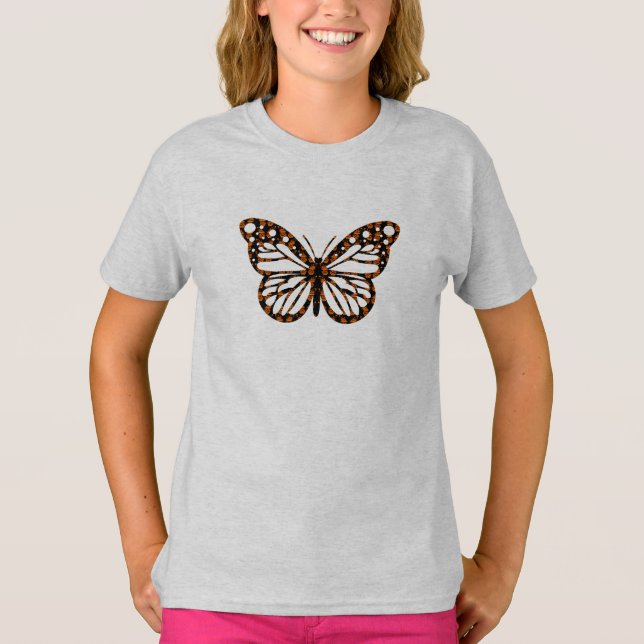 Monarch Butterfly Design - Girls' Basic T-Shirt (Front)