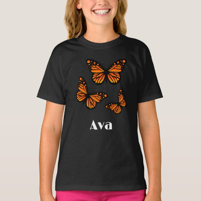 Monarch Butterfly Design - Girls' Basic T-Shirt (Front)