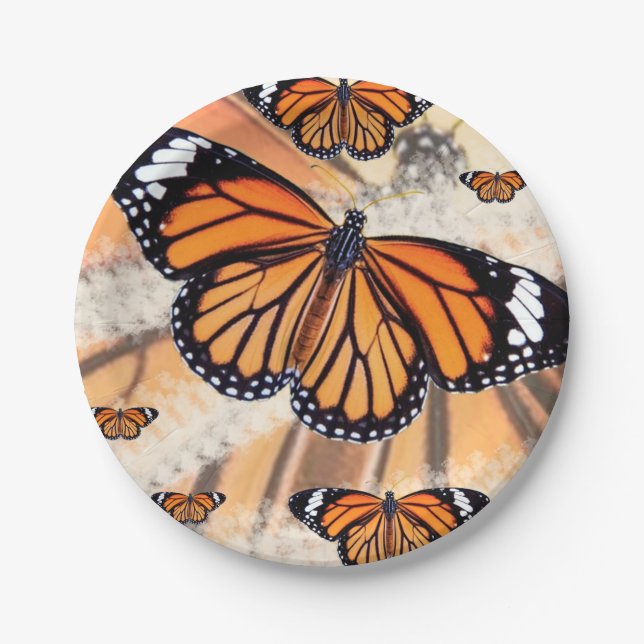 Monarch butterfly design paper plates (Front)