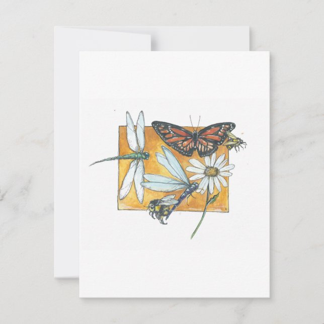 Monarch Butterfly, Dragonfly and Bee Card (Front)