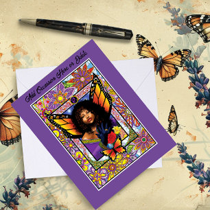 Monarch Butterfly Fairy Purple Floral Card