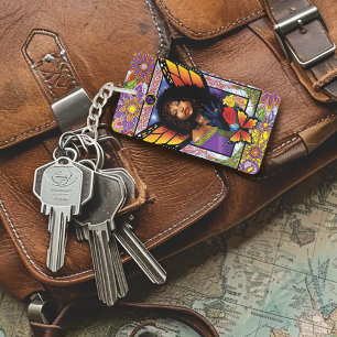 Monarch Butterfly Fairy Purple Floral Keychain