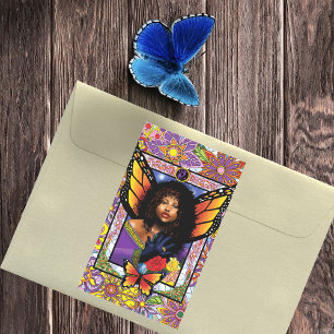 Monarch Butterfly Fairy Purple Floral Sticker