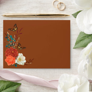 Monarch Butterfly Fall Wedding Terra cotta Envelope