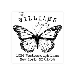 Monarch Butterfly Family Custom Return Address Rubber Stamp