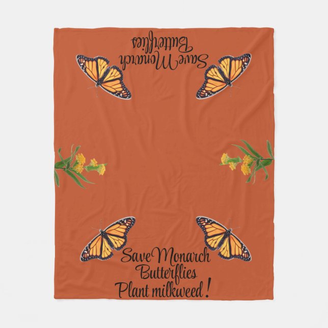 Monarch butterfly fleece blanket (Front)