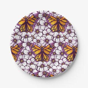 Monarch Butterfly Floral Paper Plate