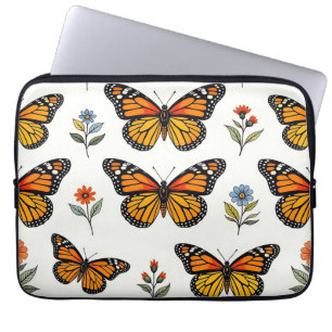 Monarch Butterfly Floral Pattern Laptop Sleeve