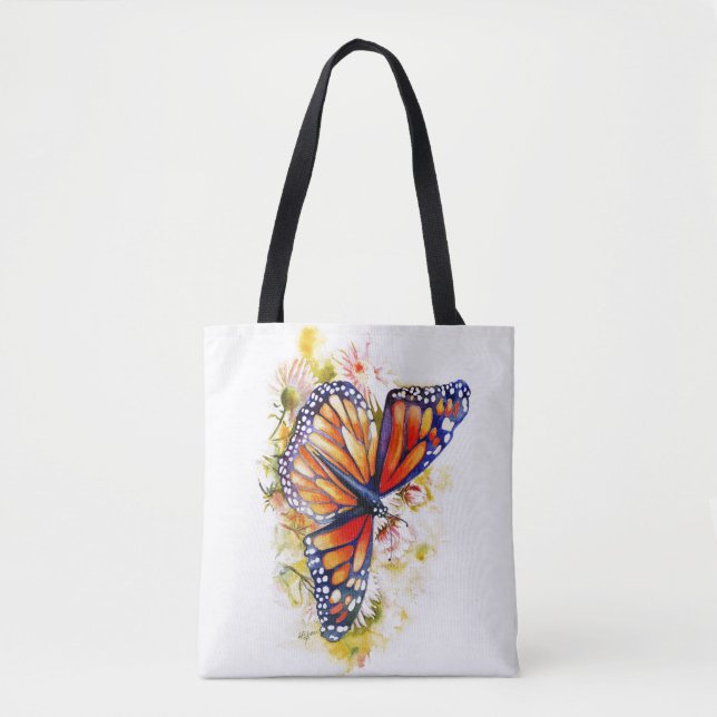 Monarch Butterfly Floral Tote Bag (Front)