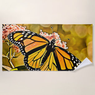 Monarch Butterfly Garden Art Beach Towel