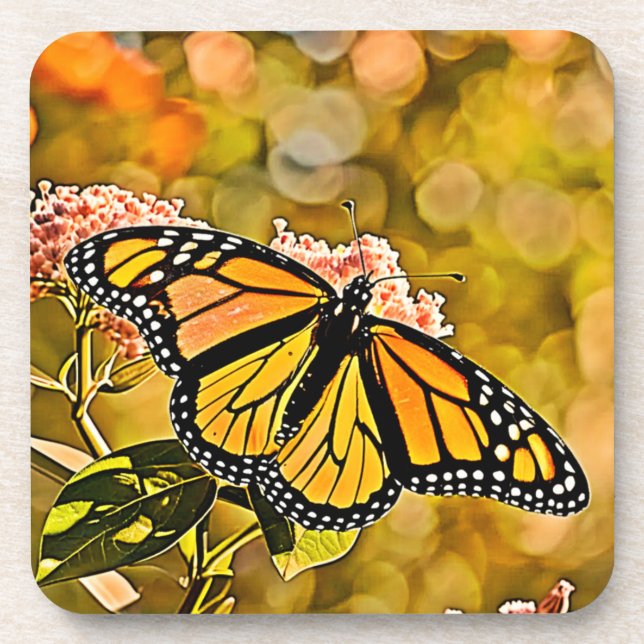  Monarch Butterfly Garden Art Coaster (Front)