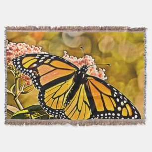  Monarch Butterfly Garden Art Throw Blanket