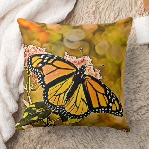 Monarch Butterfly Garden Art Throw Pillow