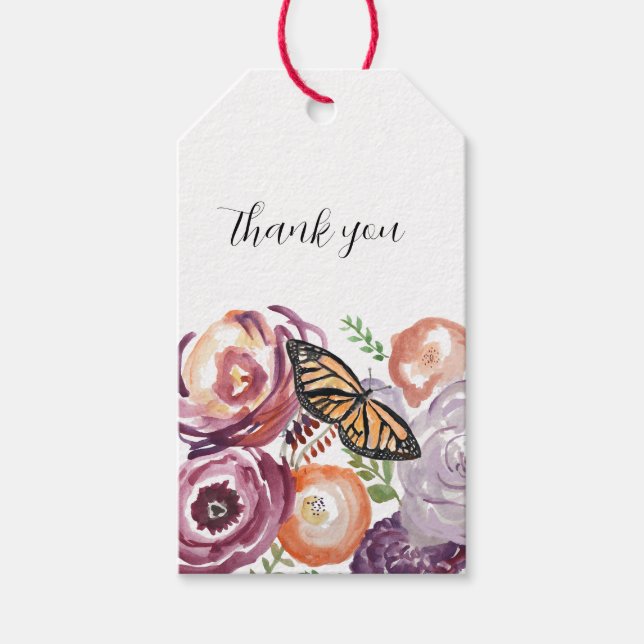 Monarch Butterfly Garden Painting Gift Tags (Front)