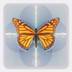 Monarch Butterfly Geometric Digital Art Square Sticker