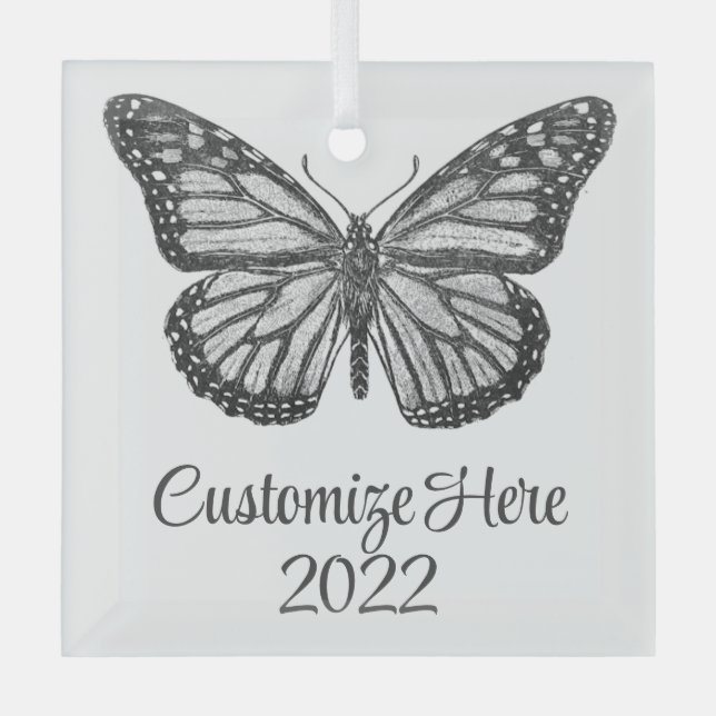 Monarch butterfly glass ornament (Front)