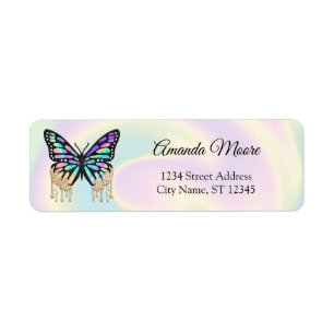 Monarch butterfly holograph foil wings modern labe