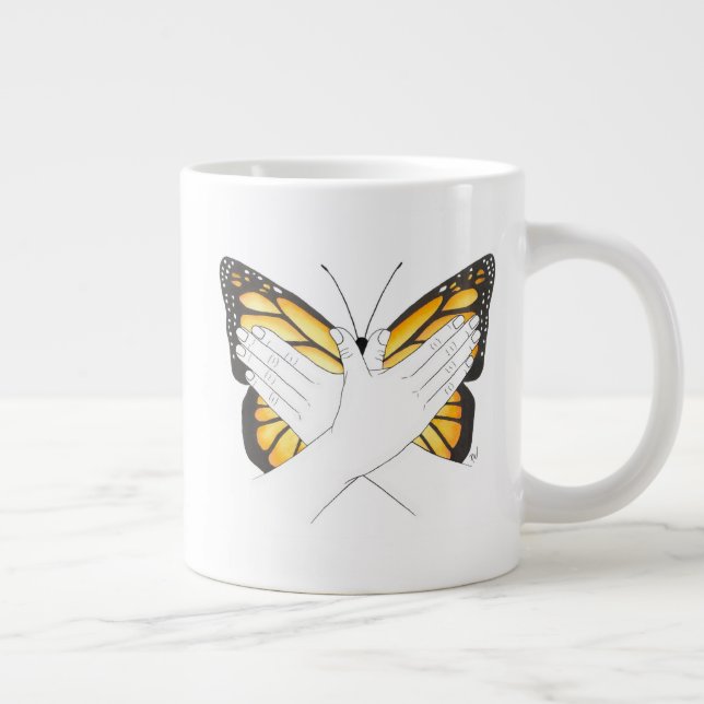 Monarch Butterfly In ASL Large Coffee Mug (Right)