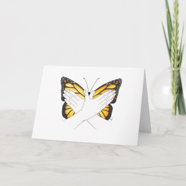 Monarch Butterfly In ASL Thank You Card (Front)