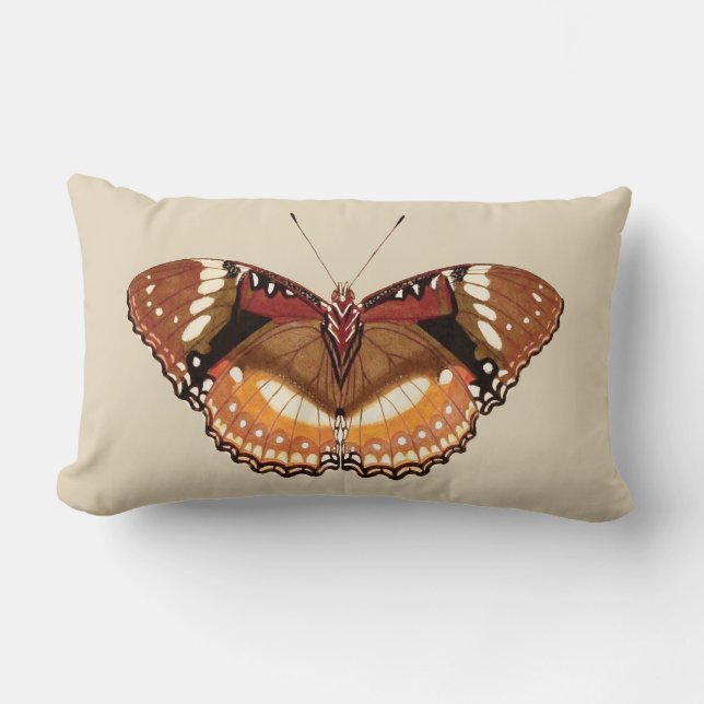 Monarch Butterfly in Brown, Rust and Cream Lumbar Pillow (Front)