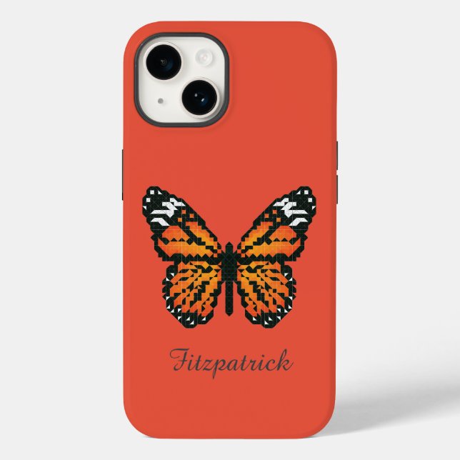 Monarch butterfly in polygon / Personalized name C Case-Mate iPhone Case (Back)