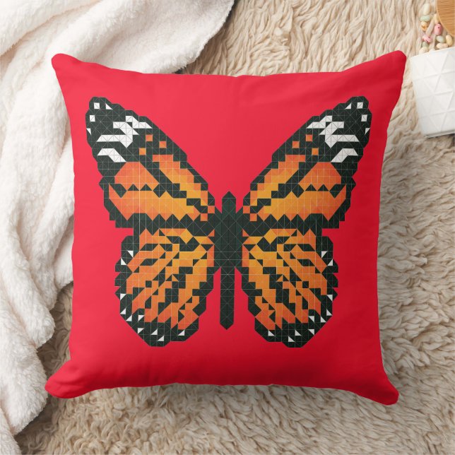 Monarch butterfly in polygon throw pillow (Blanket)