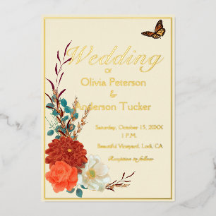 Monarch Butterfly Ivory and Fall Floral Wedding