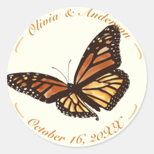 Monarch Butterfly ivory Fall Wedding Classic Round Sticker
