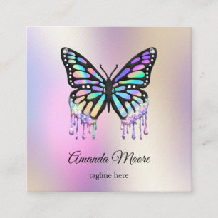 monarch butterfly life coach holographic business  square business card