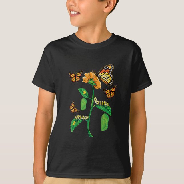 Monarch Butterfly Lover Life Cycle T-Shirt (Front)