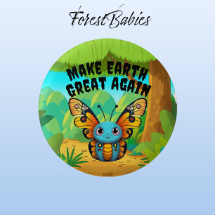 Monarch Butterfly, Make Earth Great Again 1 Inch Round Button