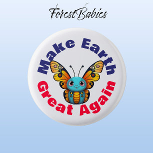 Monarch Butterfly, Make Earth Great Again, Animal 1 Inch Round Button