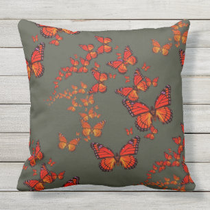 Monarch Butterfly Migration Charcoal Grey Pattern Throw Pillow