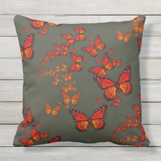 Monarch Butterfly Migration Charcoal Grey Pattern Throw Pillow