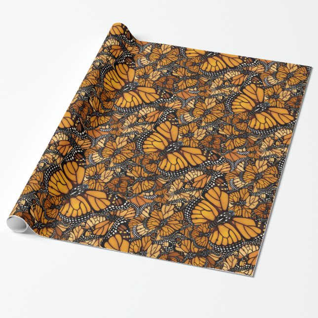Monarch Butterfly Migration Wrapping Paper (Unrolled)
