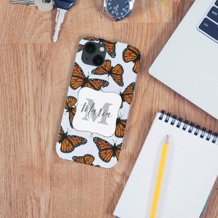 Monarch Butterfly Monogram Botanical Girly iPhone 13 Case