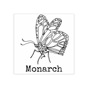 Monarch Butterfly Monogrammed Rubber Stamp