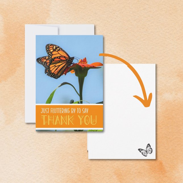 Monarch Butterfly on an Orange Lily Flat Thank You Card (Creator Uploaded)
