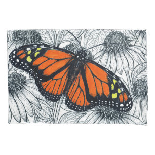 Monarch butterfly on coneflowers pillowcase