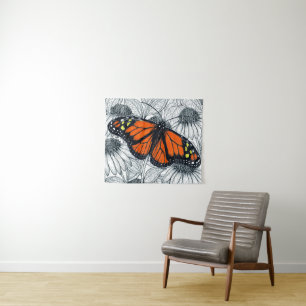 Monarch butterfly on coneflowers tapestry
