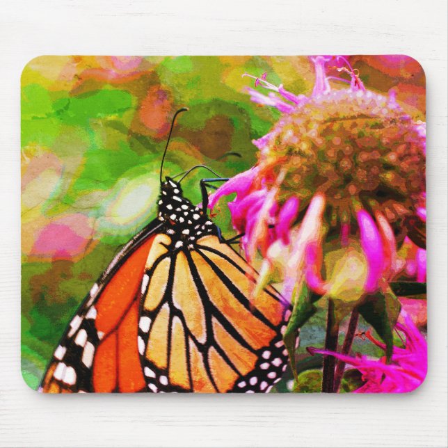 Monarch Butterfly On Flower Abstract Art  Mouse Pad (Front)