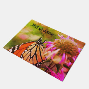 Monarch Butterfly On Flower Abstract Personalized  Doormat